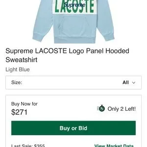 Supreme | Shirts | Supreme Lacoste Logo Panel Hooded